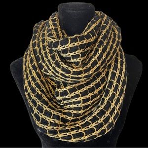Metallic Gold & Black Infinity Scarf